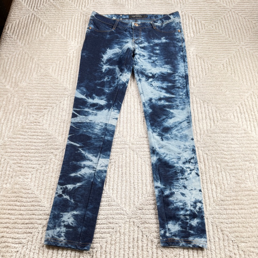 Thrill Jeans Skinny Womens S Blue Tie Dye Low Rise Stretch Y2K Grunge Indie Punk